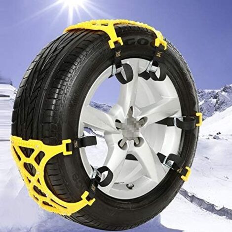 Catene da neve per auto taglia M Catene da neve per auto antiscivolo Supporto-Giallo 6 pezzi/set per 1 auto con imballaggio in borsa nera