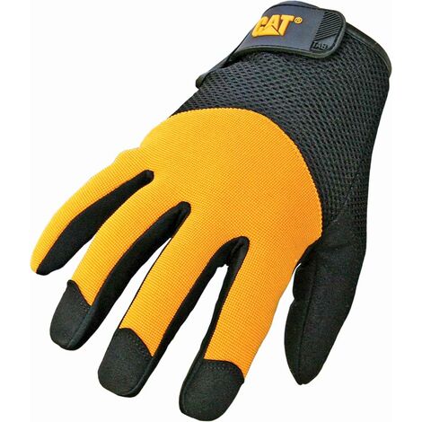 Caterpillar – Gants de manutention en cuir synthétique – Paume rembourrée – Norme EN388 – Ajustement confortable – Pour chantiers humides