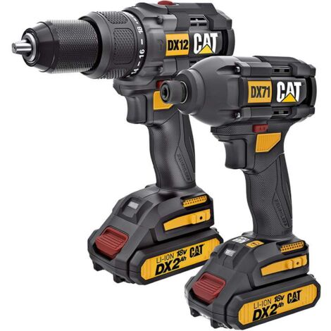 Caterpillar Herramientas - Kit de taladro de impacto y taladro atornillador AKU 2 en 1 DX12K