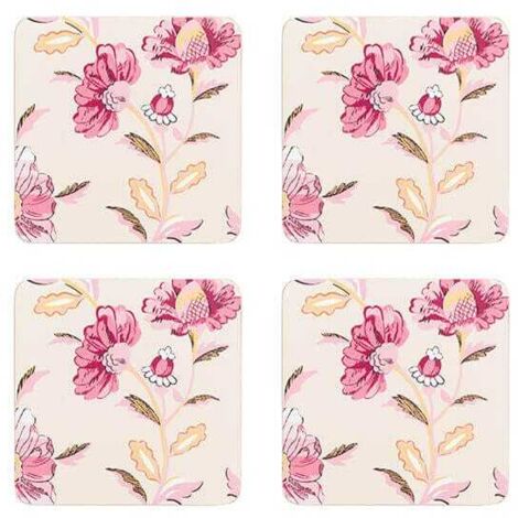 Cath Kidston Friendship Gardens Cream Set of 4 Cork Backed Coasters