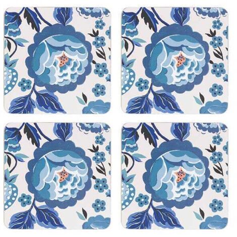Cath Kidston Strawberry Garden Set of 4 Blue Cork Backed Coasters
