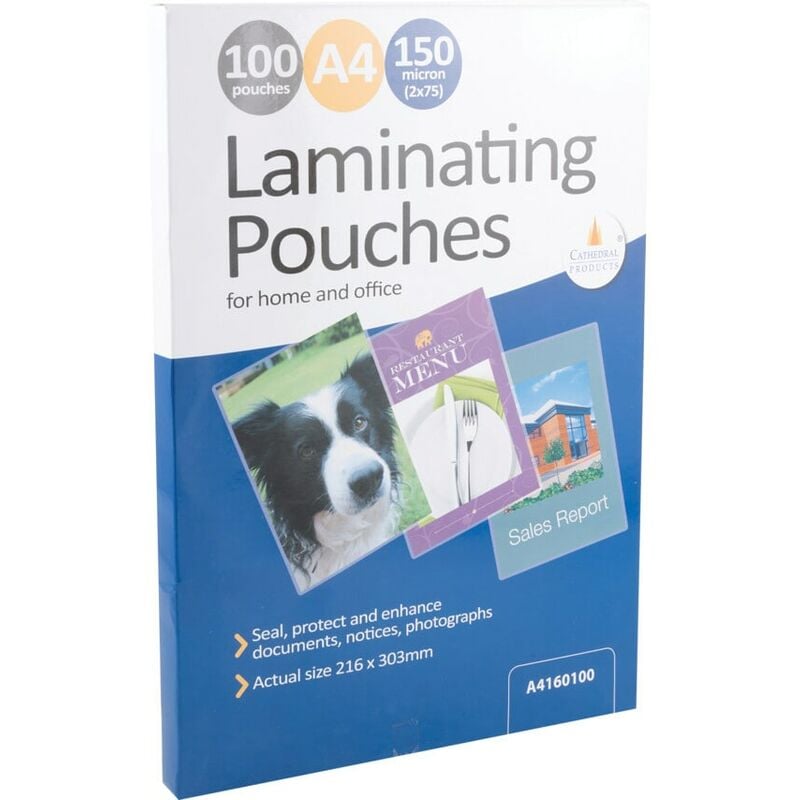 Image of A4 Laminating Pouches, 150 Micron (Pk-100) - Cathedral