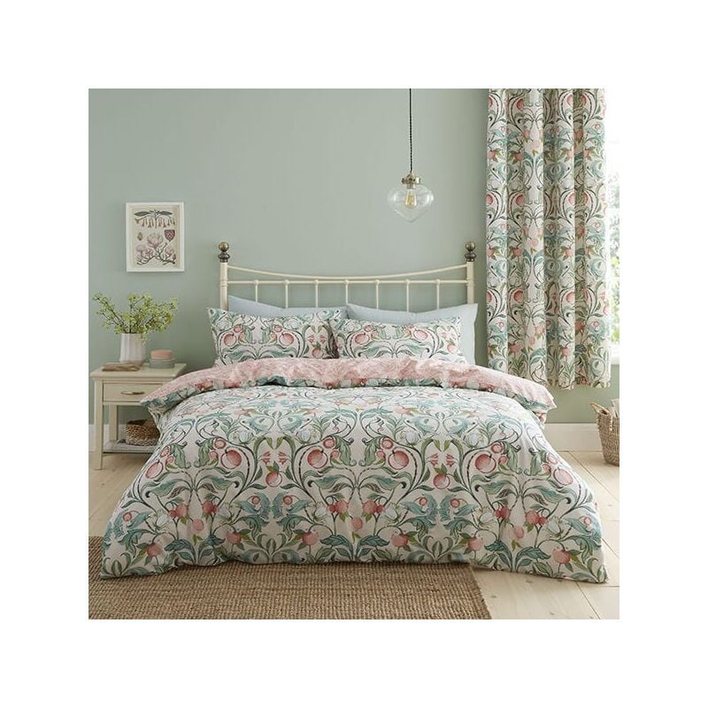 Catherine Lansfield Clarence Floral Single Duvet Set Natural Green