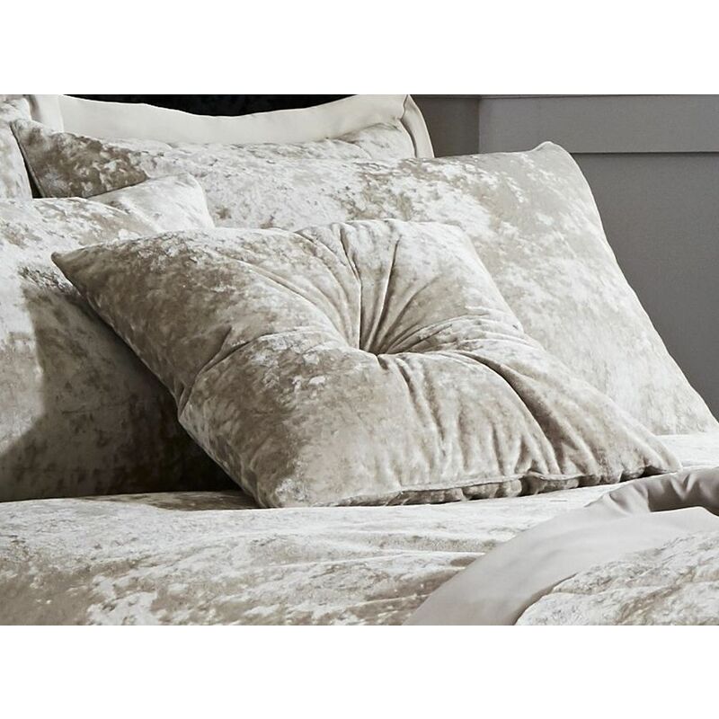 Catherine Lansfield Crushed Velvet Diamante Filled Cushion - Natural Cream (Filled Cushion)