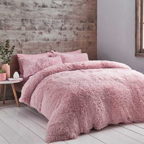 Catherine Lansfield Cuddly Double Duvet Set Blush