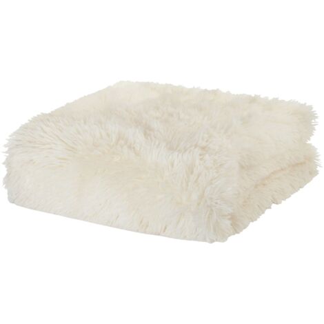 Catherine Lansfield Cuddly Shaggy Plaid, Poliestere, Beige, a una Piazza