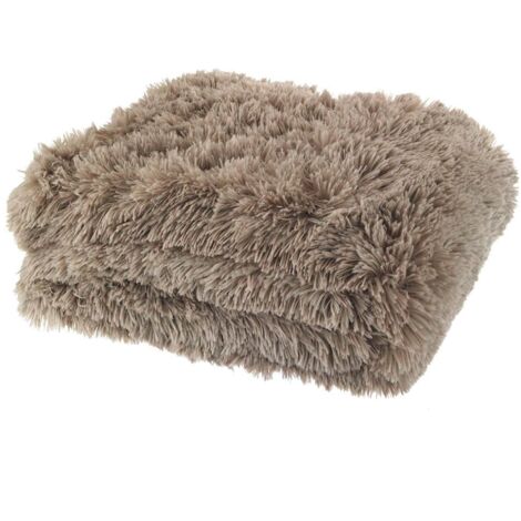 Catherine Lansfield Cuddly Shaggy Plaid, Poliestere, Natural, a una Piazza