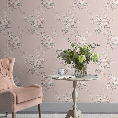 3D Effect Floral Wallpaper Flowers Rose Pink Washable Fine Decor Dimensions