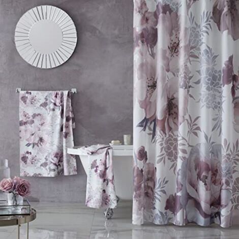 Catherine Lansfield Drammatic Floral - Tenda da doccia 180 x 180 cm, colore: Rosa