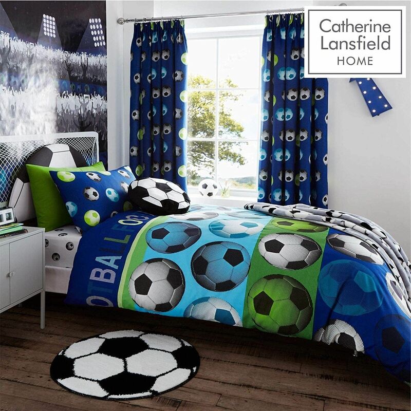 Catherine Lansfield Football Duvet Cover And Pillowcase Bedding Set - Single Blue