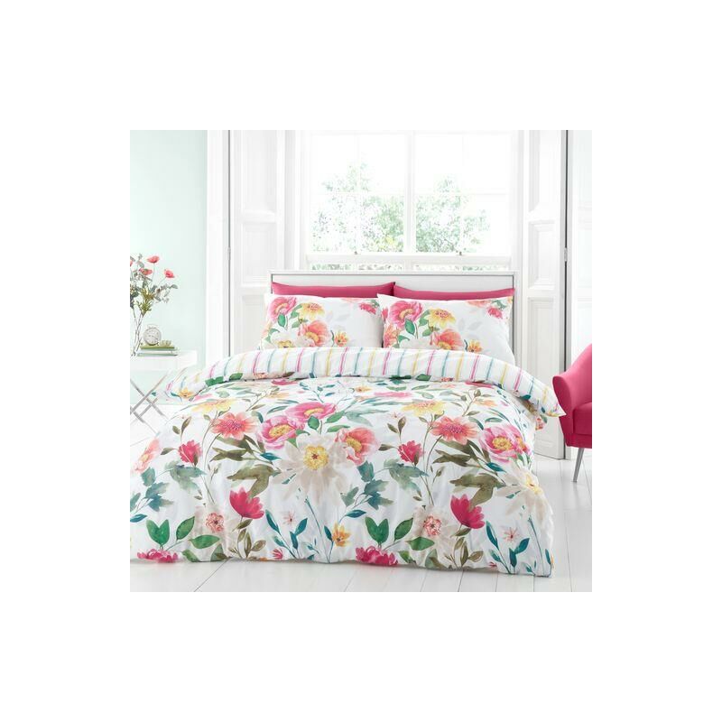 Meadowsweet Floral Duvet Cover Set Blush Pink Single Bedding Set - Pink -  Catherine Lansfield, CATHERINE LANSFIELD, Sänky