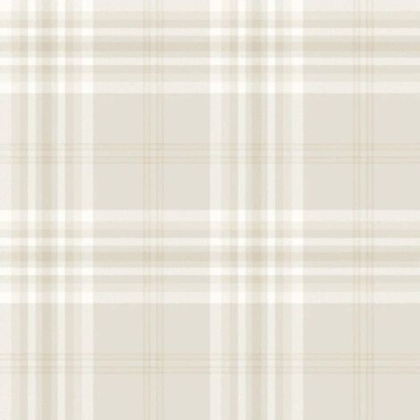 Catherine Lansfield Kelso Check Cream Wallpaper Check Pattern Paste The Paper