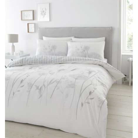 Catherine Lansfield Meadowsweet Floral White Duvet Cover Set Single Bedding Set