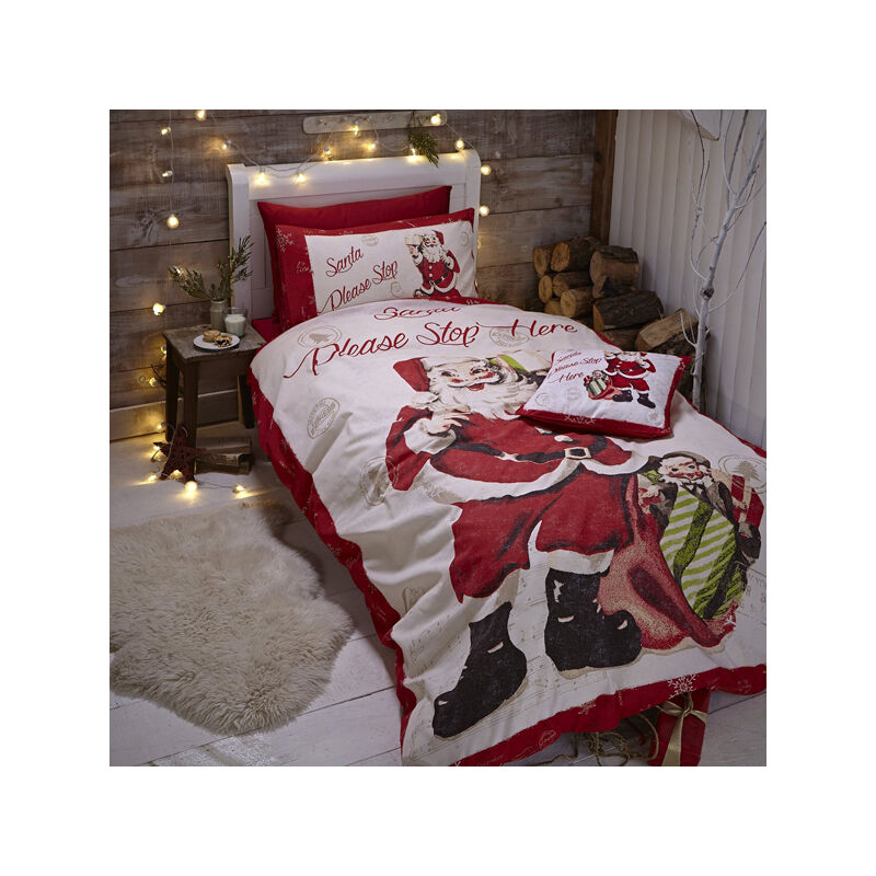 Christmas Retro Santa Reversible Duvet Cover Set, Multi, King - Catherine Lansfield