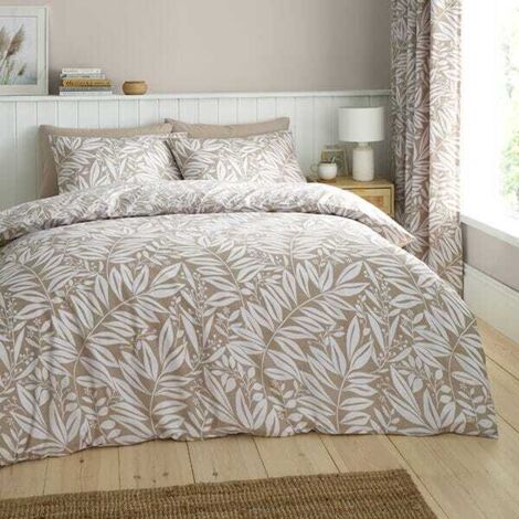Catherine Lansfield Sorrel Leaf King Duvet Set Natural