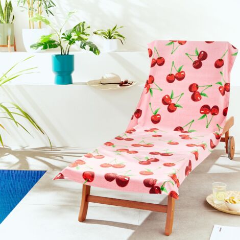 Catherine Lansfield turner bianca plc Asciugamano da spiaggia in cotone, 78 x 200 cm, motivo: ciliegie, colore: Rosa