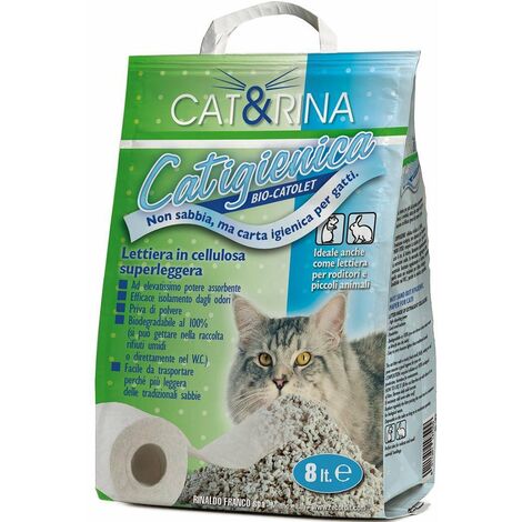 Catigienica lettiera in carta per gatti e piccoli animali 8 litri