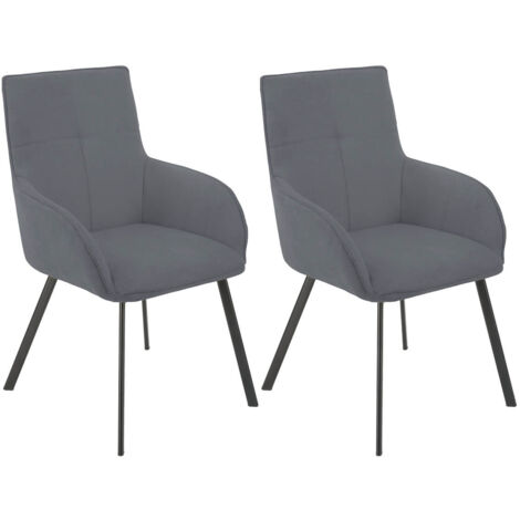 CATILA - Lot de 2 Fauteuils Gris Piètement Gris Mat