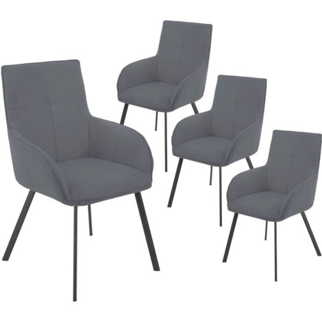 CATILA - Lot de 4 Fauteuils Gris Piètement Gris Mat
