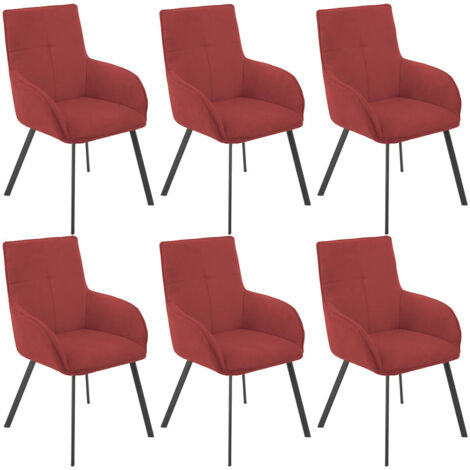 CATILA - Lot de 6 Fauteuils Rouges Piètement Gris Mat