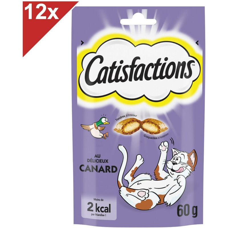 Friandises au canard pour chat et chaton (12x60g) - Catisfactions