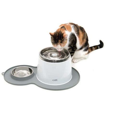 Catit Combo Trinkstahl+ Teppich mit Feeder