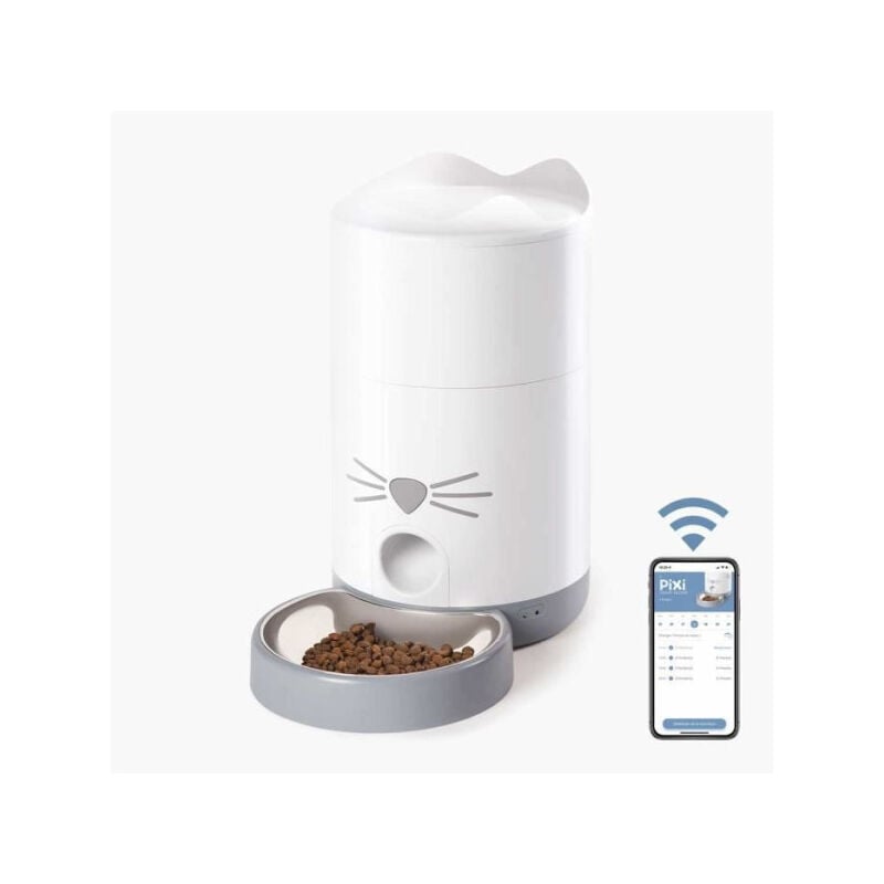 Catit - pixi Distributeur de croquettes connecté pour chat - 1,2 kg (contrôlé par une application)