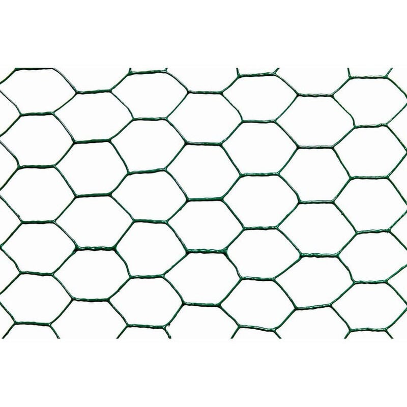 Catral - Grillage métal plastifié - Maille Hexagonale Coloris Vert - Treillis hexagonal plastifié Triple Torsin 1X3 carré 25 mm.