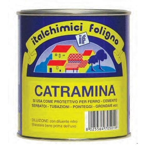 ITALCHIMICI Catramina bituminosa impermeabilizzante nera protettiva per ferro legno 750 ML