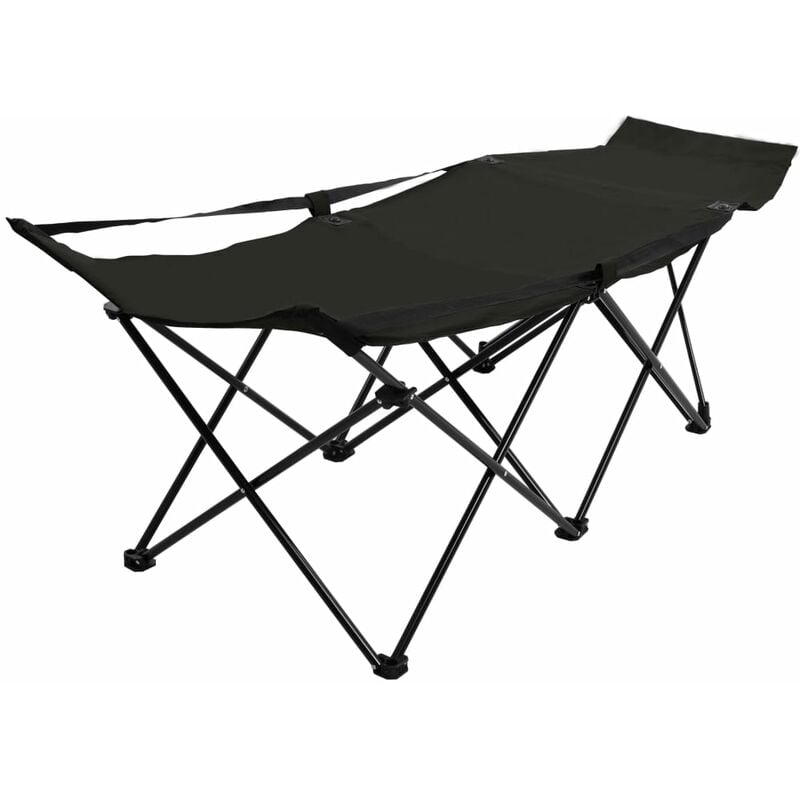 

vidaXL Tumbona plegable acero negro - Negro