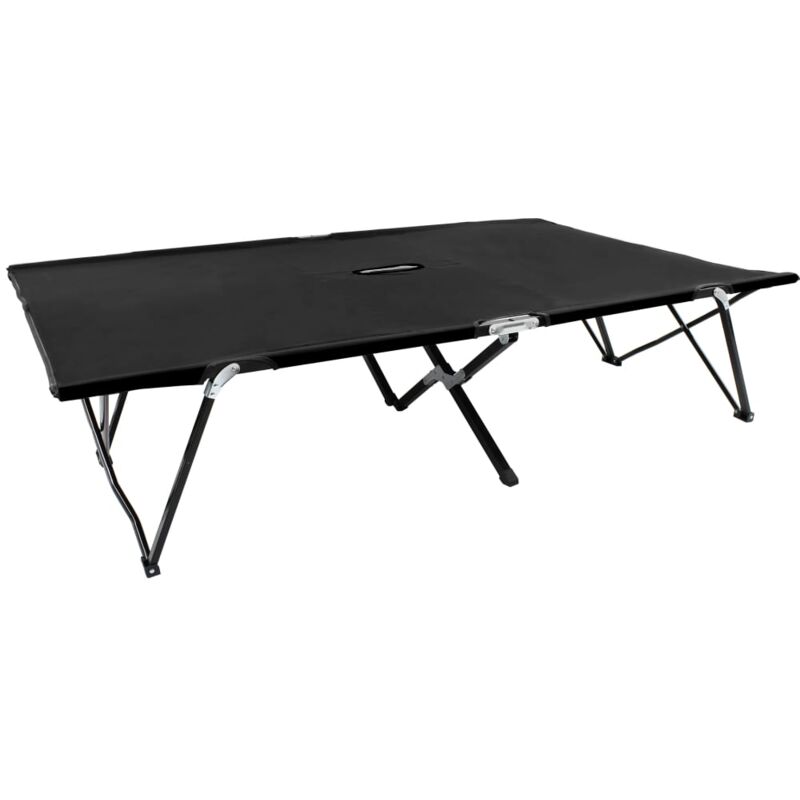 

vidaXL Tumbona plegable para 2 personas acero negra - Negro