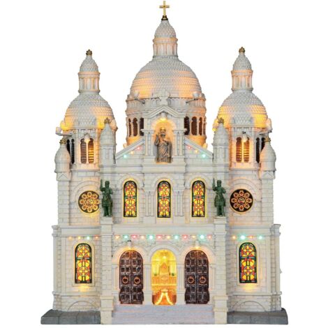 Cattedrale Europea, edificio luminoso per villaggio di Natale in poliresina