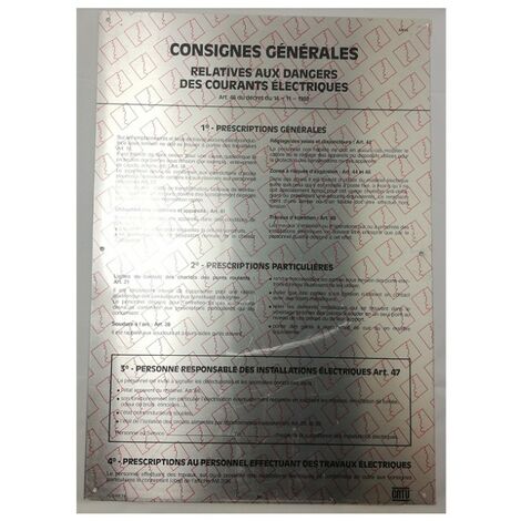 Catu AM18 Plaque affiche consignes générales de sécurité électriques