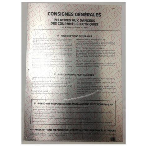 Catu AM18 Plate displays general electrical safety instructions