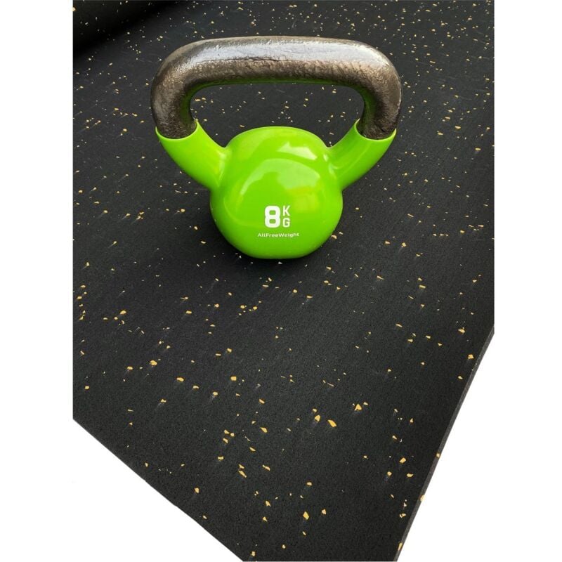 

Esterilla de Ejercicio y Fitness especial para Gimnasios | SPORT PREMIUM | Moteado Amarillo | Base Negra - color :8mm de altura - 1'25m (Ancho) x 8m