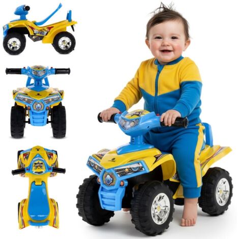 Cavalcabile per bambini di un anno Quad blu giallo