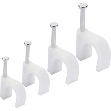 Cavalier Cable Electrique et Ethernet (Lot de 400) - 6 mm, 7 mm, 8 mm, 10 mm - Attache Cable Electrique avec Clous en Fer pour CAT5, CAT6, RG6, RG59, RJ45 & Câbles TV