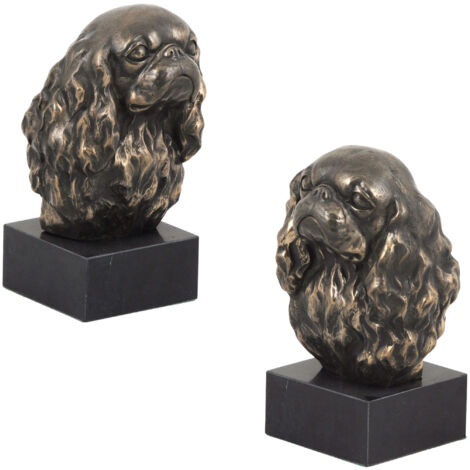 Cavalier King Charles Spaniel I - statuetta di cane, busto su base in pietra, scultura, trofeo per la mostra canina del marchio Art-Dog