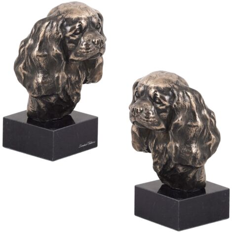 Cavalier King Charles Spaniel II - Hundestatuette, Büste auf Steinsockel, Skulptur, Trophäe für eine Hundeausstellung von Art-Dog