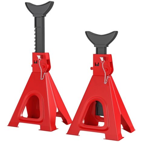 Cavalletti di supporto per auto, 2 pezzi da 6 t ciascuno, struttura di supporto, adatti per officine e garage, rosso
