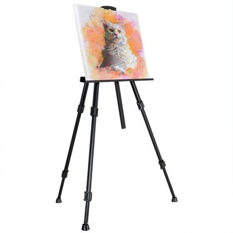 Cavalletto da pittura pieghevole in metallo nero con borsa per quadri, 162 cm