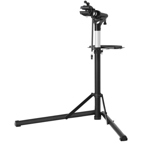 Cavalletto per Riparazione Bici, Supporto per Manutenzione Bicicletta in Alluminio, con Vassoio Porta Utensili Magnetico, Regolabile, Leggero, Portatile, Nero SBR04B - Nero