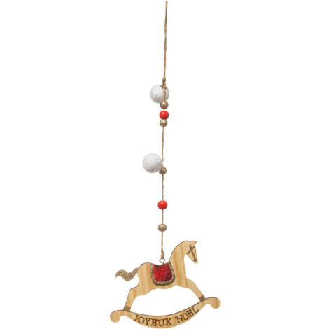 Cavallo a dondolo con albero di natale lungo in legno - Feeric lights & christmas
