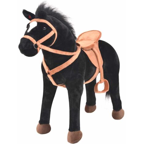 Cavallo in Peluche in Piedi Nero