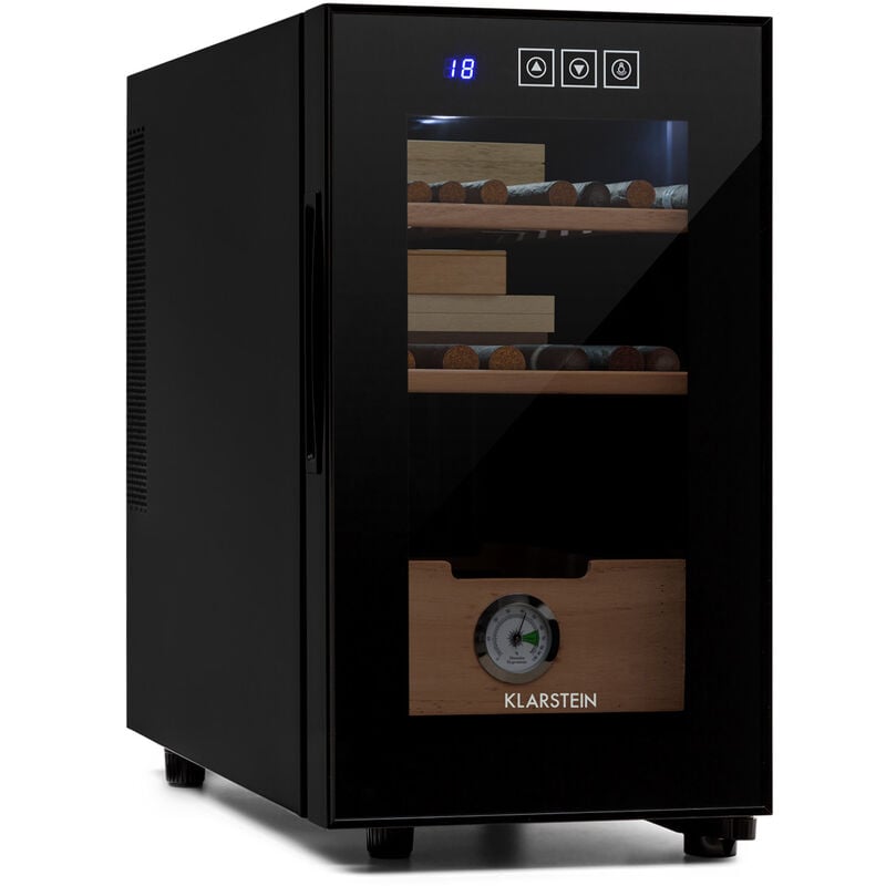 Klarstein - Cave à cigare El Presidente 23 Humidor - 45 w - Touch Bois de hêtre 23L led - Noir