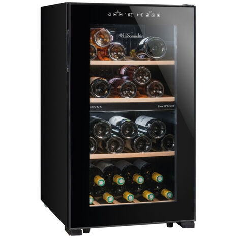 Cave à vin de service 50 bouteilles – Dimensions 83,8 x 48 x 56,5 cm – Double zone de température – Porte vitrée UV – La Sommeliere - LS512ZBLACK