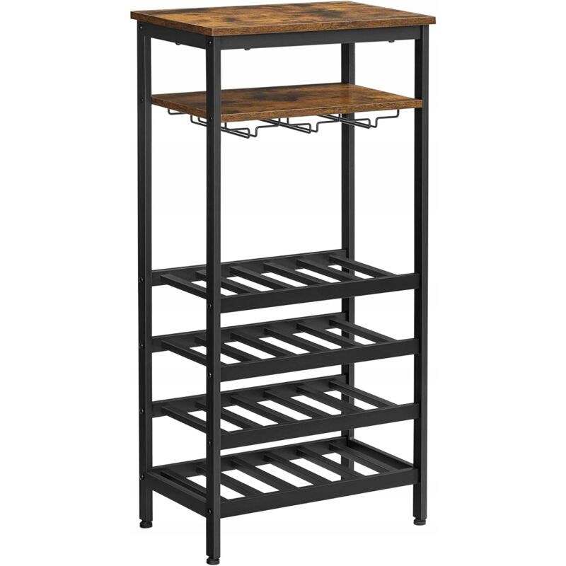 Cave à vin sur pied avec poignée, industriel vintage marron/noir