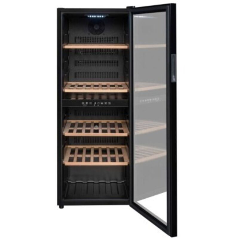Cave à vin de service 91 bouteilles – Dimensions 48x57,5x128,5 cm – Régulation électronique – Système anti-vibration – Protection UV – La Sommeliere
