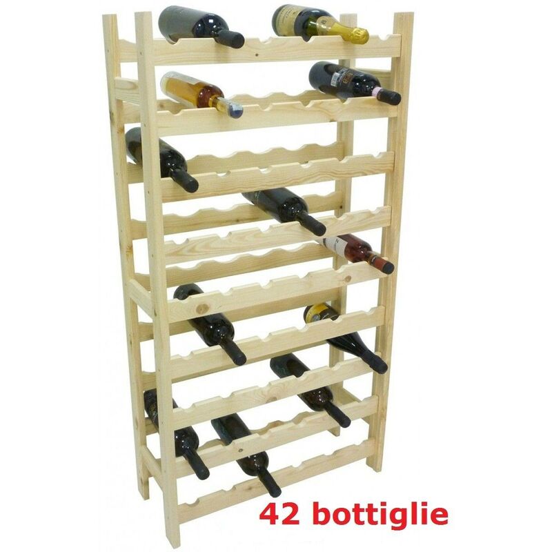 Cave à vin 42 bouteilles en bois de pin 63x25x98h - Séjour