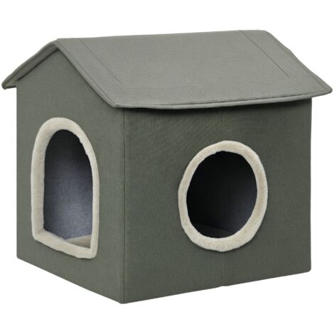 Caverne pour chat avec coussin litière voyage lavable couleur kaki vert
